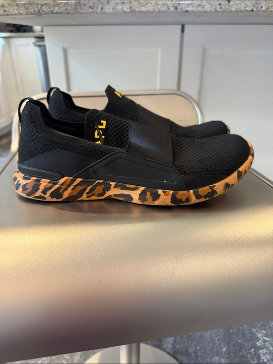 APL Shoes - APL Black Slip-On Sneakers with Yellow Logo and Leopard Accent
